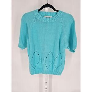 Collection Women's Blue 1/2 Sleeve Ribbed Crew Neck Blended Sweater Size M